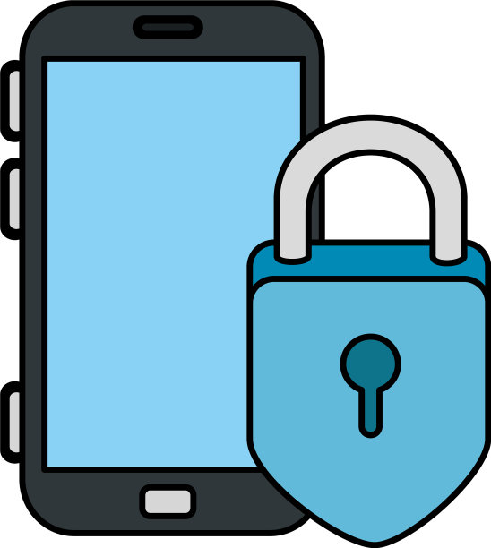 孤立的数字智能手机和挂锁图片下载