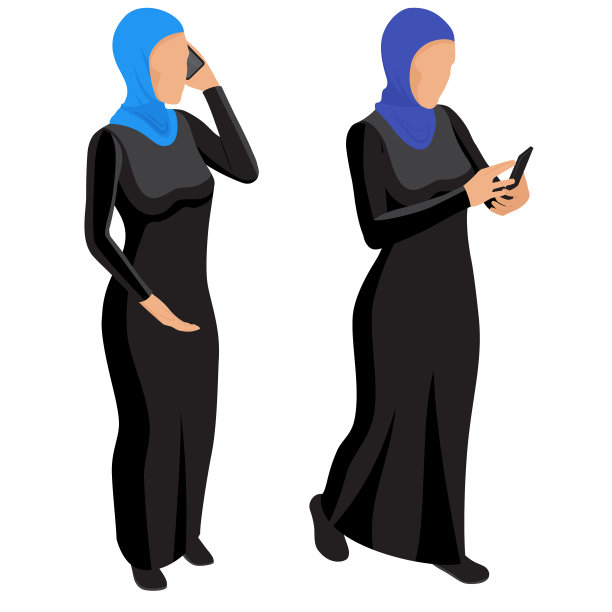 阿拉伯穆斯林女性性格孤立于白人之上图片下载