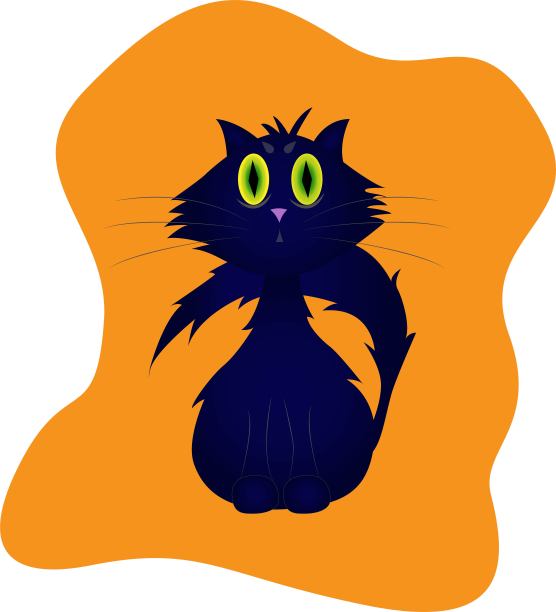 幻想万圣节猫，任何目的的伟大设计。可爱的卡通幽灵人物。万圣节的背景。孤立的矢量图。节日的庆祝活动。可爱的庆祝装饰卡图片下载