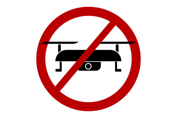 无人机禁飞区标志。直升飞机禁止标志。空中摄影机的限制区域标志插图。股票的照片。图片下载