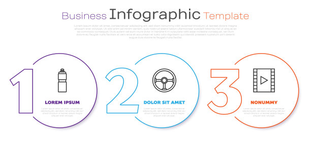 设置线健身摇床，方向盘和播放视频。业务信息图模板。向量图片下载