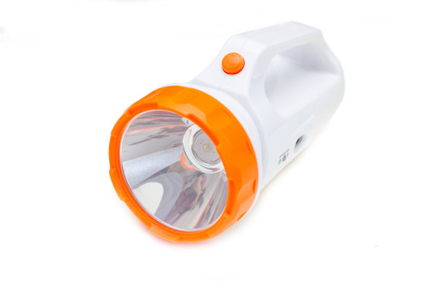 手电筒与LED灯隔离在一个白色的背景图片下载