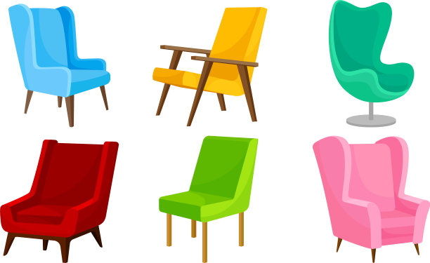 明亮的软垫扶手椅和独立的椅子图片下载