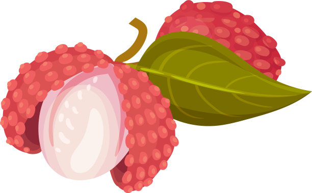 果肉甜，红色外皮粗糙的荔枝果实图片下载