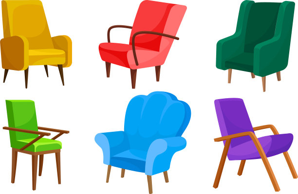 明亮的软垫扶手椅和独立的椅子图片下载