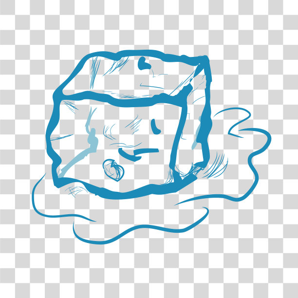 矢量简单手绘草图，融化的冰块，在透明效果的背景图片下载