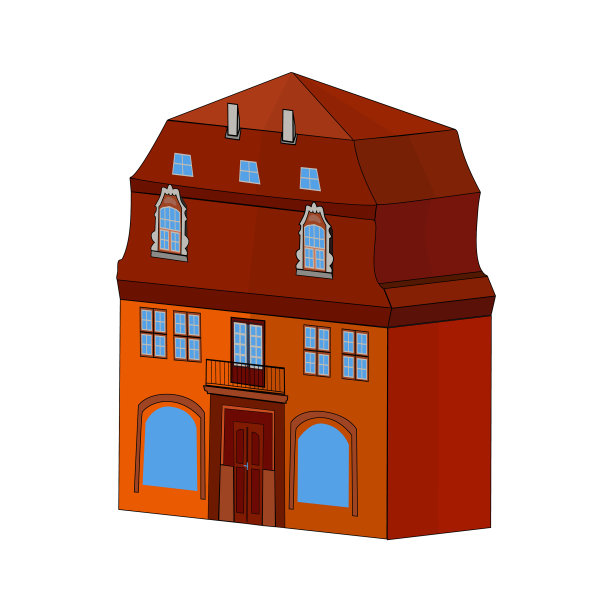 房子在透视视图孤立在白色图片下载