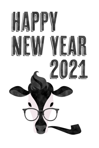 2021牛贺年卡矢量插图材料图片下载