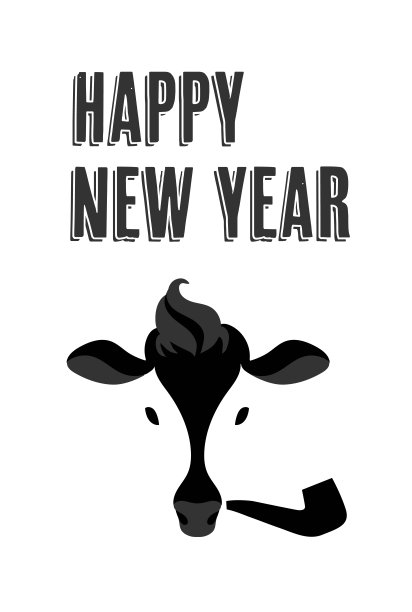 2021牛贺年卡矢量插图材料图片下载