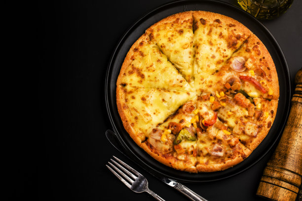 混合披萨意大利食物榴莲和鸡肉味披萨图片下载