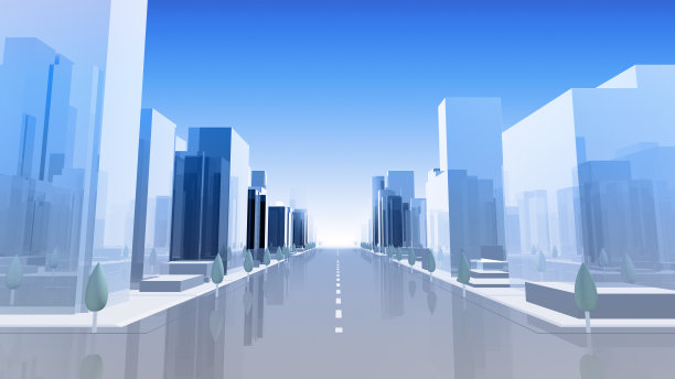 城市建筑简约现代摩天楼商业街道背景图片下载