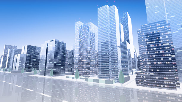 城市建筑简约现代摩天楼商业街道背景图片下载