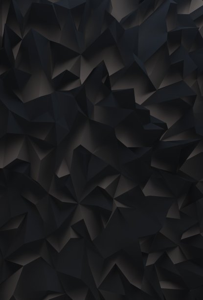 3d渲染，8K抽象黑色水晶背景，面纹理，宏观全景，宽全景多边形墙纸图片下载