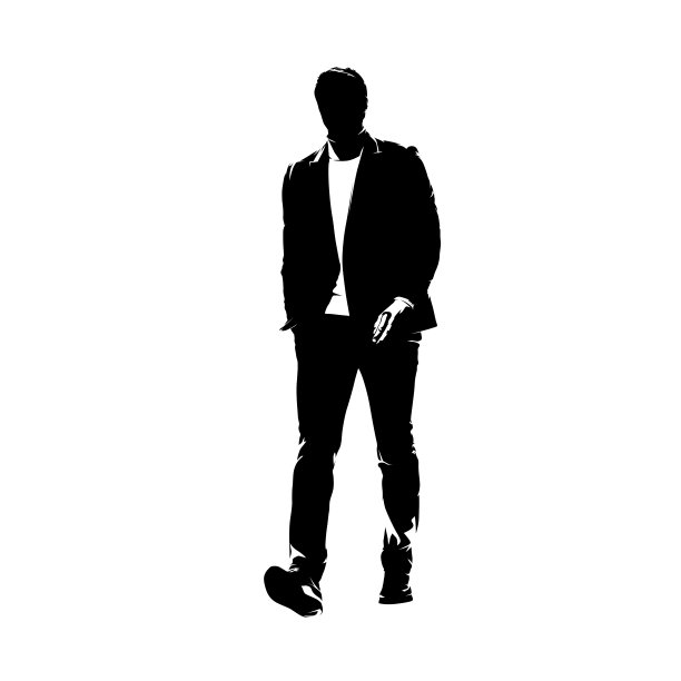 商人向前走，抽象矢量剪影，墨画。孤立的业务人员图片下载