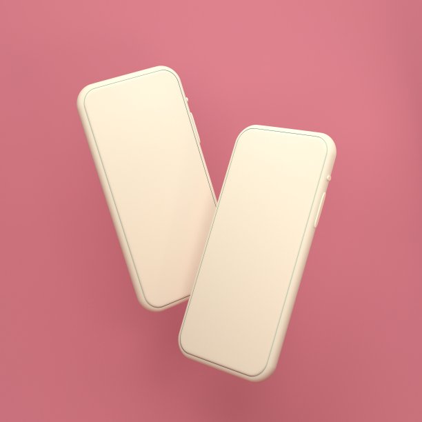 3d渲染插图的白色智能手机，模拟手机空屏幕上的粉色背景图片下载