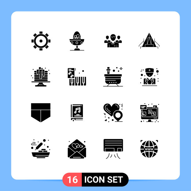 通用图标符号组16个现代立体图片下载