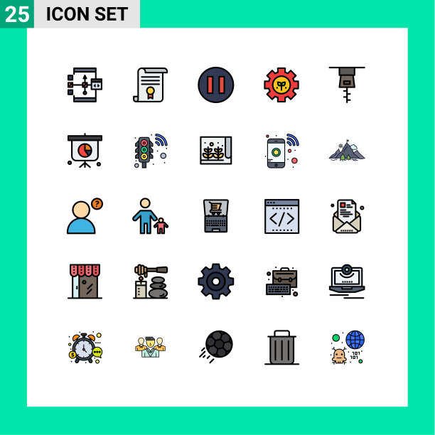 象形文字设置25条简单填充线平图片下载