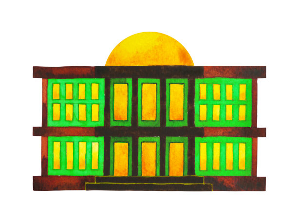 复古老建筑建筑风格水彩画插画设计手绘图片下载