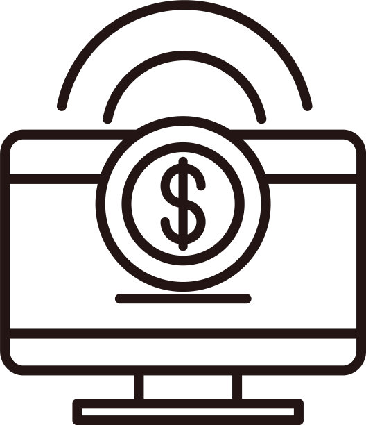电脑金币现金网络购物图标图片下载
