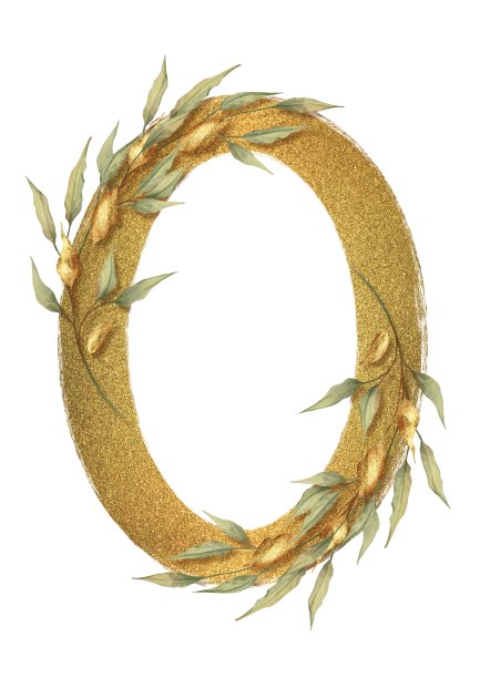 复古的金色框架与树叶，孤立图片下载