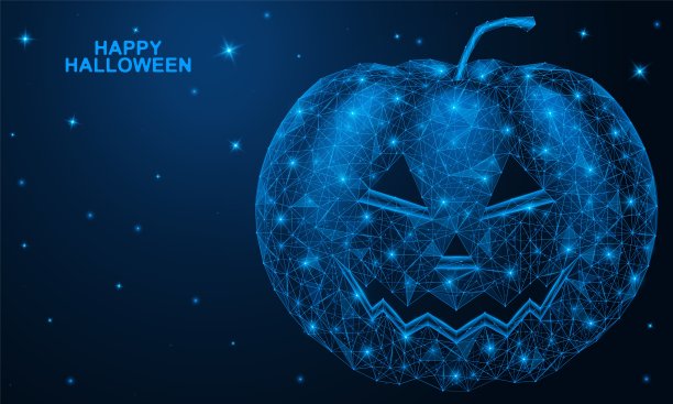 万圣节快乐。南瓜的低聚设计。图片下载