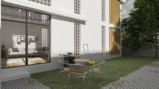 室外座椅设置在客厅在光天化日之下图片下载