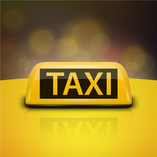 3d逼真的黄色法国出租车标志上的汽车图片下载