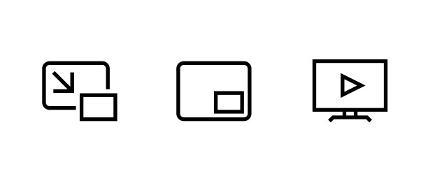 设置图标屏幕与不同的播放器大小。可编辑的线向量。图片下载