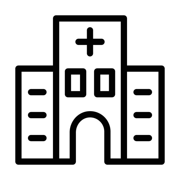 医院的图标。诊所大楼、医疗保健、医疗符号。图片下载