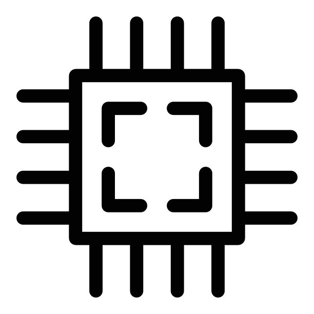 线条风格的微芯片、电子电路图标。硬件组件、芯片、微处理器。计算机处理器、CPU、电子、半导体符号。芯片组、集成电路图示。图片下载