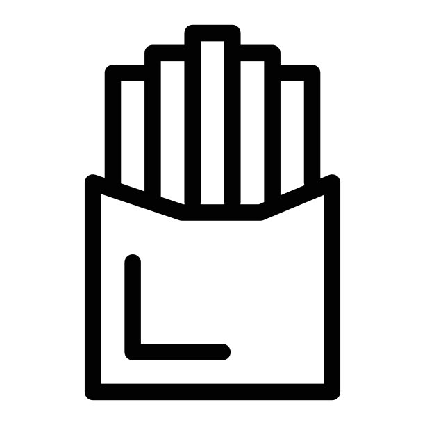 炸薯条图标。手指薯条，薯条的符号。快餐的迹象。图片下载