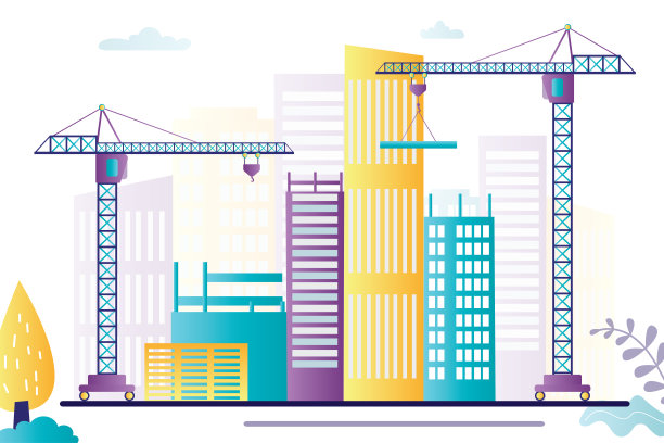 用未完工的房屋和机器建造工作过程。Ð用现代起重机建造高层住宅或共管公寓图片下载