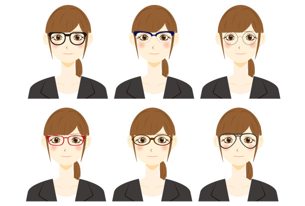 戴眼镜的女人。矢量图图片下载