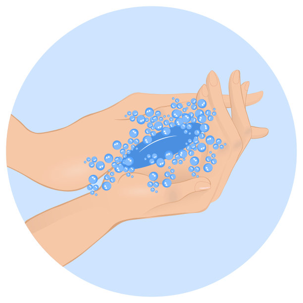 水池边的人用肥皂洗手。矢量图图片下载