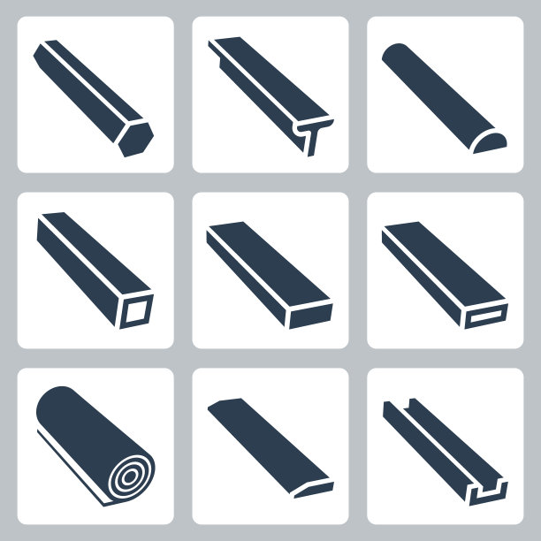 滚动金属产品矢量图标设置在字形风格2图片下载