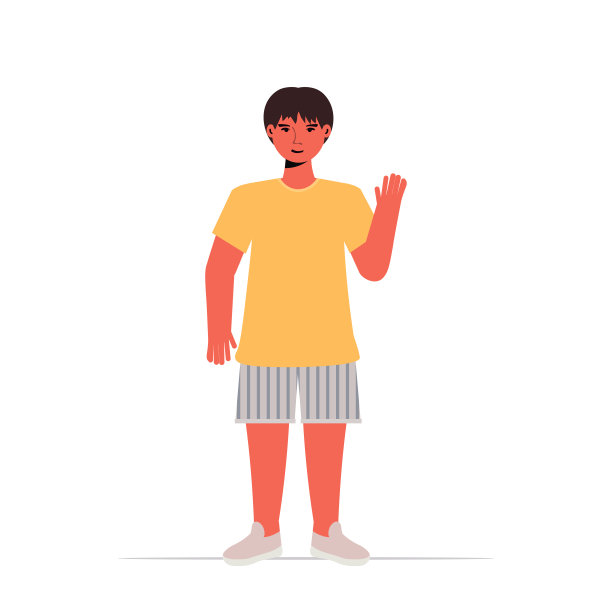 快乐的孩子小男孩穿着休闲时尚的服装男性卡通人物站立姿势全长图片下载