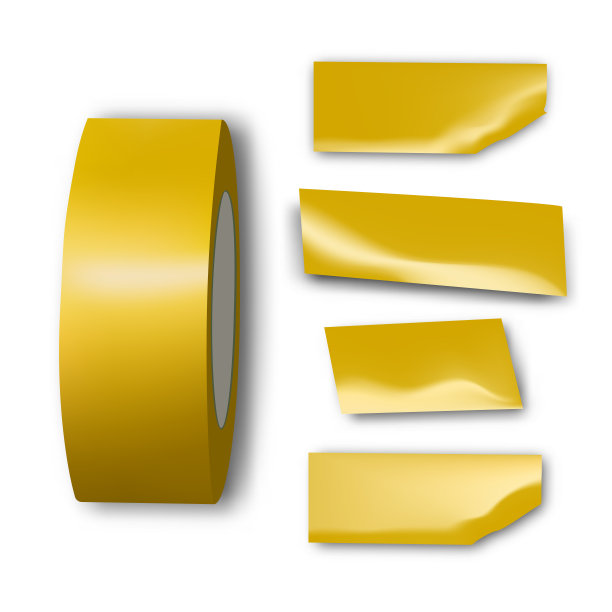 粘性的苏格兰风管纸。白色背景上的黄色胶带被撕破。带矢量纹理。图片下载