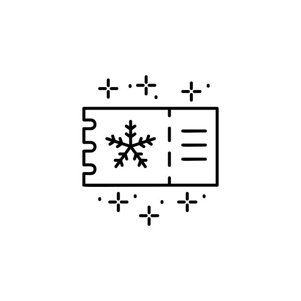 雪花票图标，用于UI和UX，网站或移动应用程序的冬季假期图标的简单线条轮廓矢量图片下载
