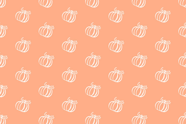 感恩节无缝模式与橙色背景涂鸦南瓜壁纸，网站，包装纸，为时尚印花，织物，设计图片下载