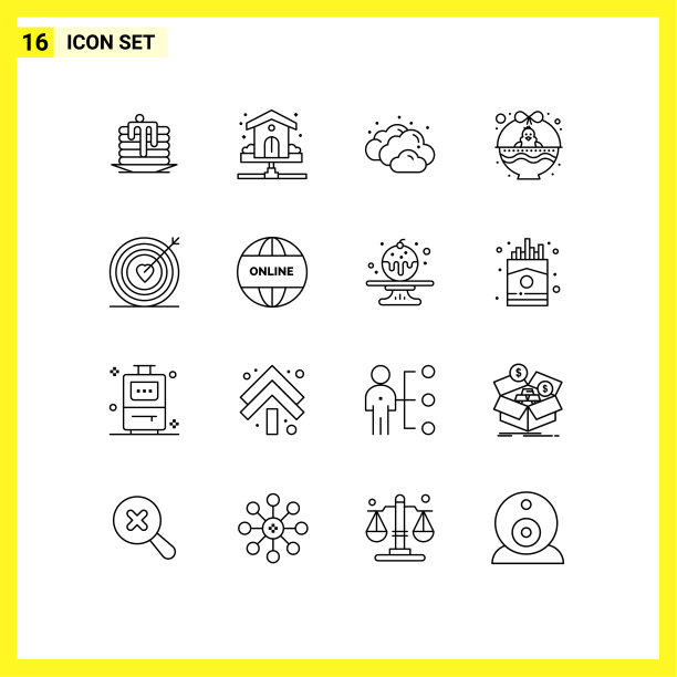 16个创意图标的现代标志和符号图片下载