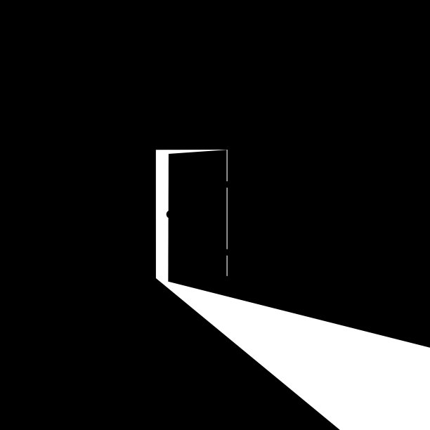 门从黑暗中打开了。机会的想法。矢量图图片下载