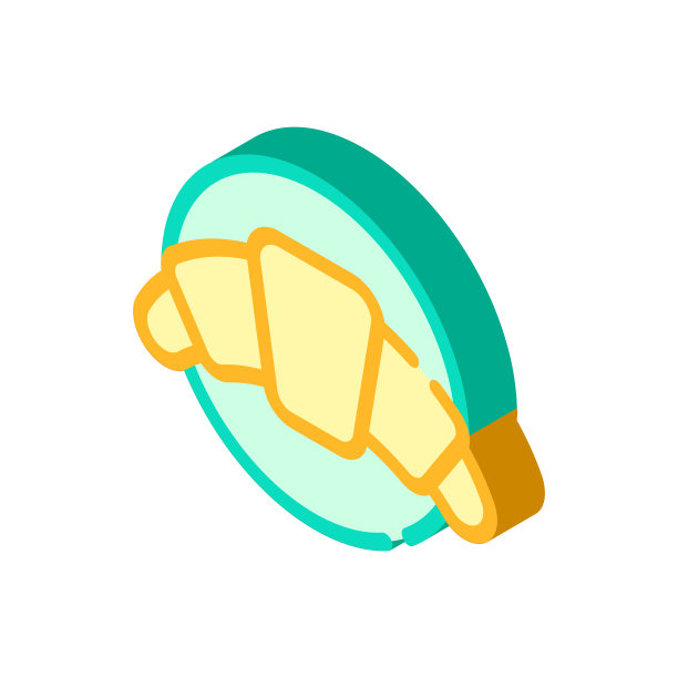 牛角面包甜点等距图标矢量孤立插图图片下载