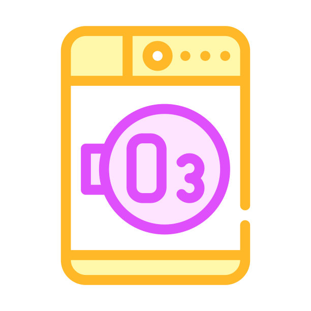 臭氧洗衣系统机器颜色图标矢量插图图片下载