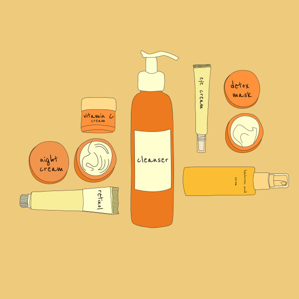 化妆品的一套瓶子和包装。图片下载