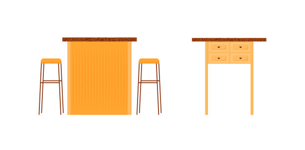 咖啡馆柜台平面矢量对象集图片下载