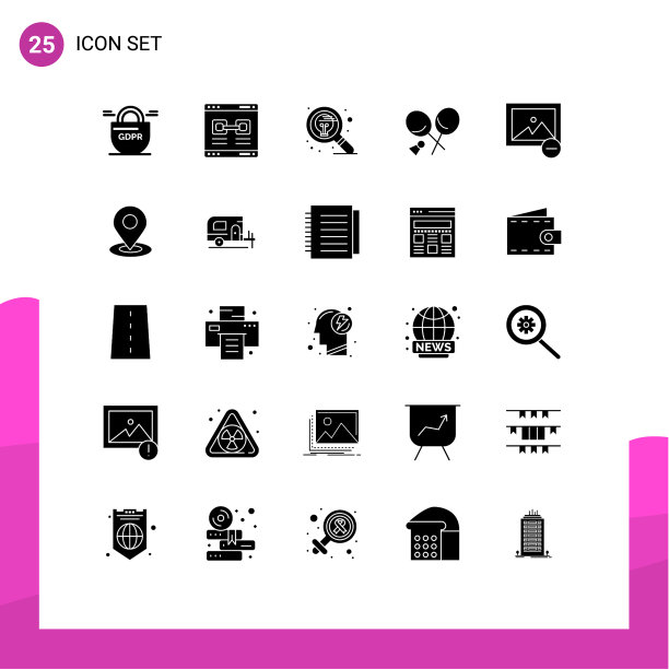 设置25个现代的UI图标符号图片下载