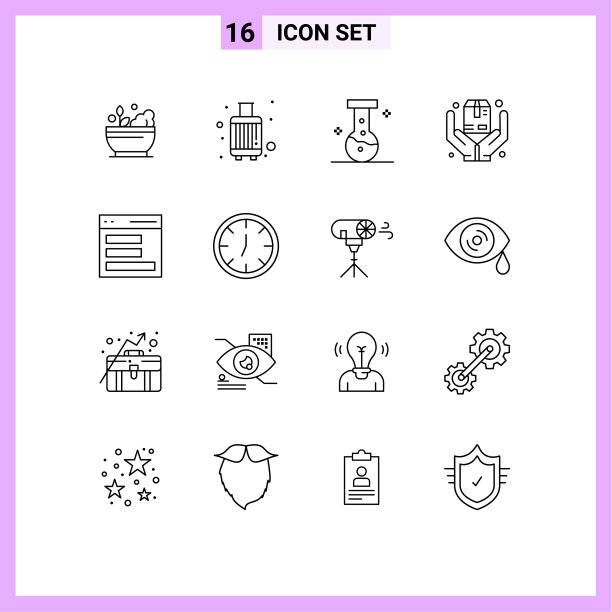 包16个现代轮廓符号和符号图片下载