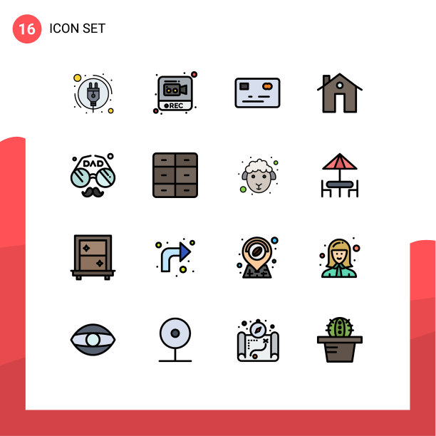 现代设置16平色填充线条和图片下载