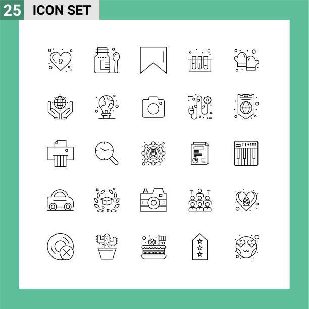 25条主题线和绿色的可编辑符号图片下载