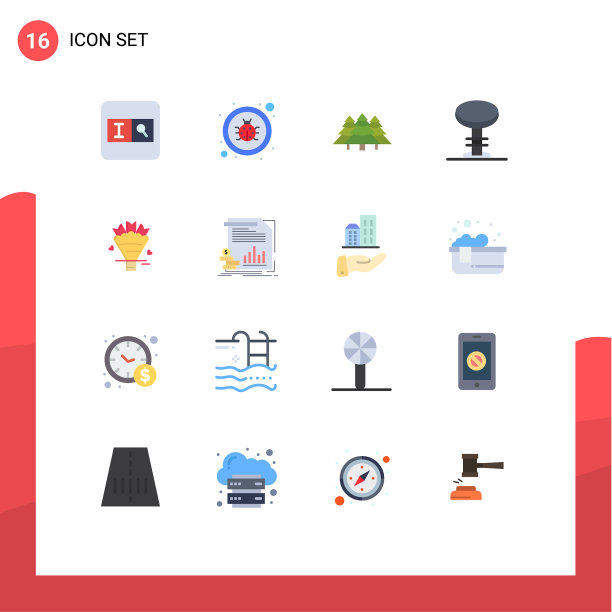 打包16个创意平面颜色花束凳图片下载